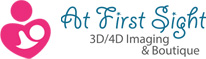 A blue and white banner with the words " at first sight 3 d / 4 d in it ".
