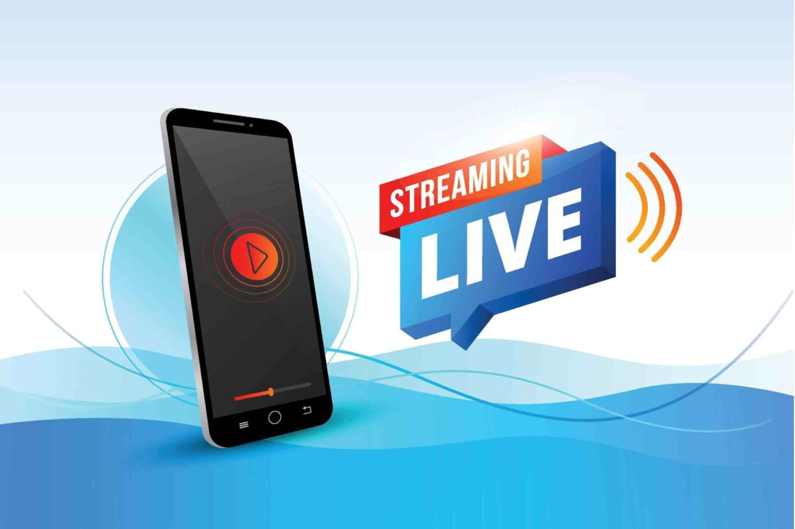 A phone with the words streaming live on it.